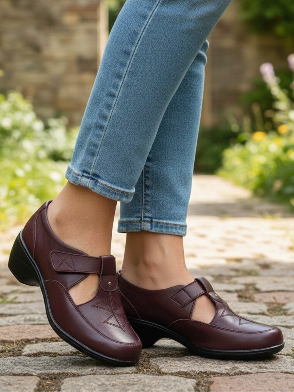 NWOT Thom McAn "Hilliard" Dark Plum Color Leather Mary Jane Shoes